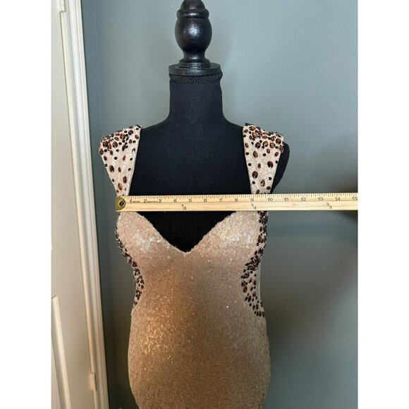 Lux Gal Women's 10 All Over Sequin and Beaded Straps Long Formal Gown - Picture 3 of 7